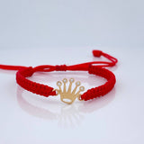 Pulsera Tejida Roja Corona 0.7gr / Oro Amarillo 18K % Pulsera Tejida Roja Corona 0.7gr / Oro Amarillo 18K %