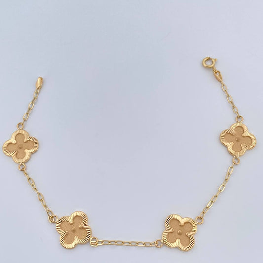 Pulso Trebol Aro Seguido 3.75gr / 19cm / 2mm Oro Amarillo 18K &