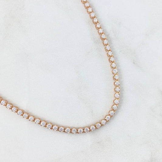 Fabricacion Bajo Pedido Cadena Tennis Maciza 50gr / Circones Blancos Oro Rosa 18K