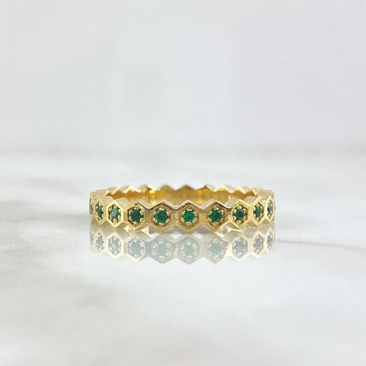Fabricacion Bajo Pedido Anillo Ojos Seguidos 4gr / Circones Verdes Oro Amarillo 18K