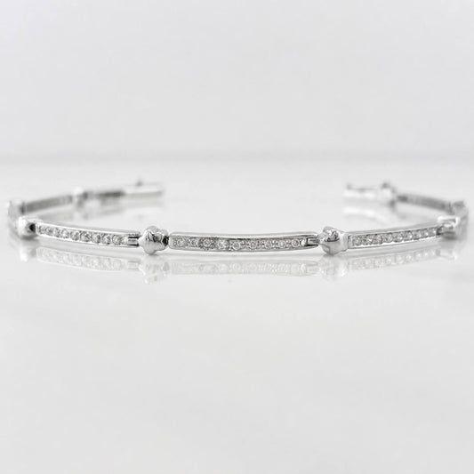 Pulso Estrellas Diamantes 72pts 8.15g / 18.05cm / 1.8mm Oro Blanco 18K