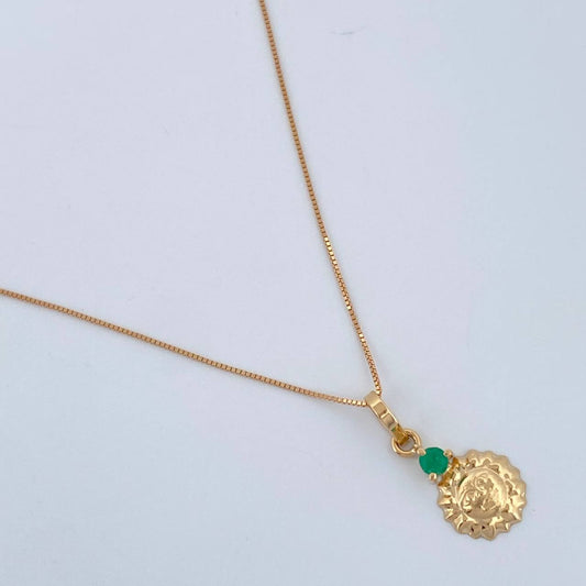 Set Cadena y Dije Veneciana + Dije Sol Esmeralda 1.25gr / 45cm / 0.4mm Oro Amarillo 18K (joya)%