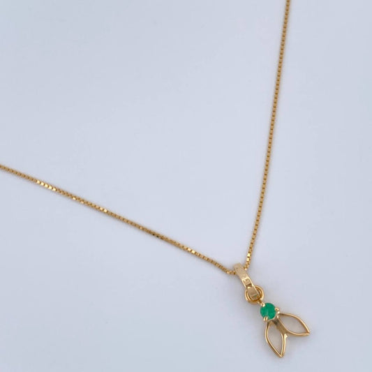 Set Cadena y Dije Veneciana + Dije Sirena Esmeralda 1.15gr / 40cm / 0.4mm Oro Amarillo 18K (joya) %