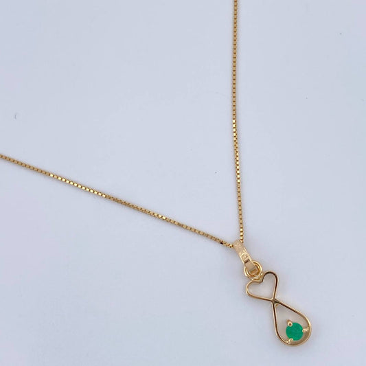 Set Cadena y Dije Veneciana + Dije Pez Esmeralda 1.1gr / 40cm / 0.4mm Oro Amarillo 18K (joya) %