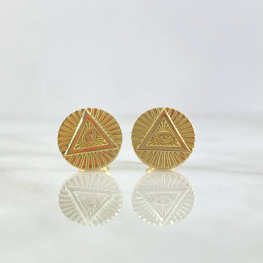 Fabricacion Bajo Pedido Topos Ojos Triangulo Mistico 5gr / Diamantados Relieve Oro Amarillo 18K
