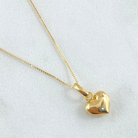 Set Cadena Veneciana 1gr / 45cm / 0.6mm + Dije Corazón Liso 0.4gr / 1.2cm / 1.4gr Oro 18K (Oferta) ©