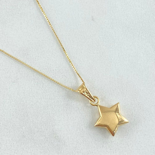 Set Cadena Veneciana 1gr / 45cm / 0.6mm + Dije Estrella Lisa 0.45gr / 1.6cm / 1.45gr Oro 18K (Oferta) ©