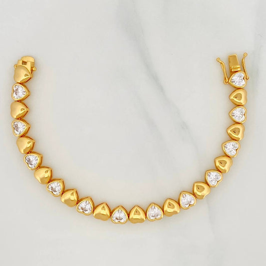 Pulso Corazones 16.6g / 18.5cm / 7.45mm Plata Vermeil 925