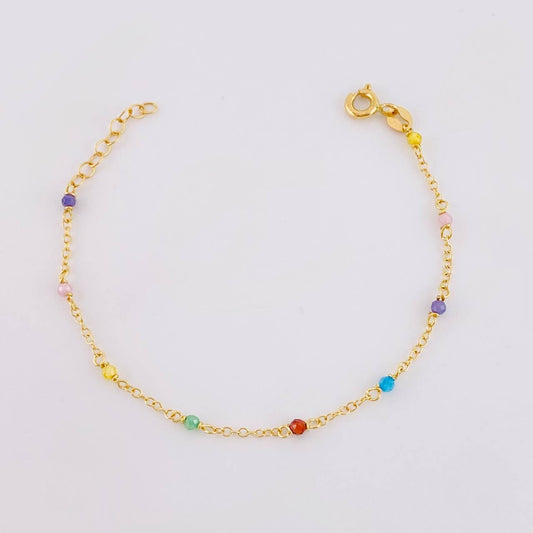 Pulso Modulable Aro Seguido Chispas Arcoiris 0.95g / 14.2cm - 12.5cm / 1.3mm Oro Amarillo 18K