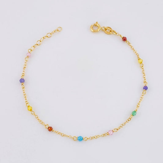 Pulso Modulable Aro Seguido Chispas Arcoiris 1.1g / 16cm - 14.1cm / 1.3mm Oro Amarillo 18K