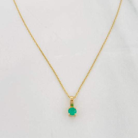 Set Cadena Aro Seguido + Dije Circulo Esmeralda 0.8pts / 1.1g / 50cm Oro Amarillo 18K