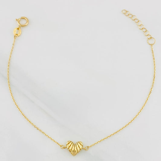 Pulso Modulable Aro Seguido Corazon 0.85g / 18.5cm - 16.4cm / 0.84mm Oro Amarillo 18K