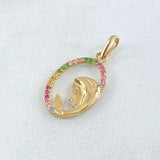 Dije Virgen Maria Circulo Floreado 1gr / 2.2cm / Oro 18K * Dije Virgen Maria Circulo Floreado 1gr / 2.2cm / Oro 18K *