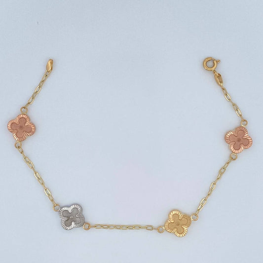 Pulso Trebol Aro Seguido 3.1gr / 18.5cm / 2mm Tres Oros 18K &