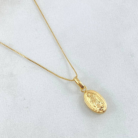 Set Cadena Veneciana 0.95gr /45cm/ 0.6mm + Dije Virgen Guadalupe Lisa 0.45gr /1.5cm / 1.4g Oro 18K (Oferta) *