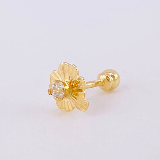 Piercing Trebol Chispa Central 0.45g / 1cm Oro Amarillo 18K