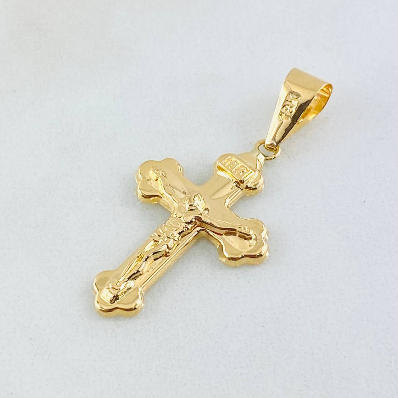 Dije Crúz Cristo Florenciada 1.5gr / 3.5cm / Oro Amarillo 18K © Dije Crúz Cristo Florenciada 1.5gr / 3.5cm / Oro Amarillo 18K ©