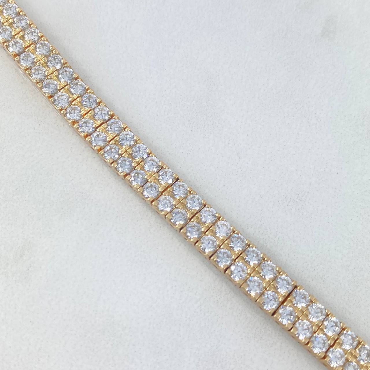 Pulso Tennis 22.95gr / 18cm / 5.8mm Circones Blancos Oro Amarillo * Pulso Tennis 22.95gr / 18cm / 5.8mm Circones Blancos Oro Amarillo *