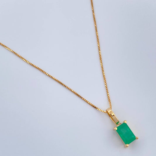 Set Veneciana + Rectangulo Esmeralda 1.15gr / 45.1cm / 0.5mm Oro Amarillo 18K &