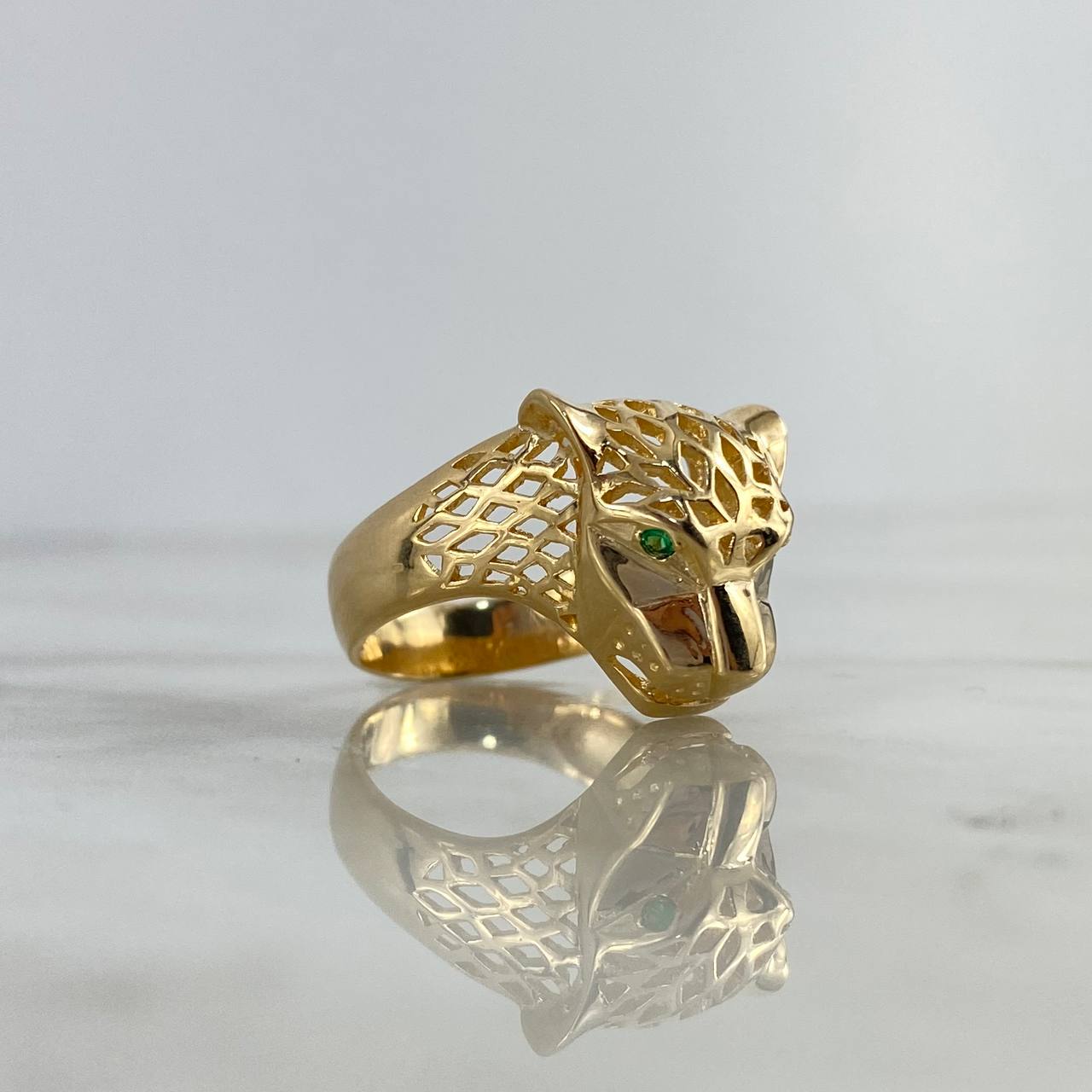 Anillo Pantera 6.6gr / T9 3/4 / Circones Verdes Oro Amarillo Anillo Pantera 6.6gr / T9 3/4 / Circones Verdes Oro Amarillo
