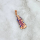 Dije Virgen Guadalupe 5.85gr / 4.3cm / Circones Fucsias-Azules Oro Rosa Dije Virgen Guadalupe 5.85gr / 4.3cm / Circones Fucsias-Azules Oro Rosa