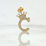 Dije Letra C Corona 1.65gr / 2.6cm-Circones Blancos Oro Amarillo 18K Dije Letra C Corona 1.65gr / 2.6cm-Circones Blancos Oro Amarillo 18K