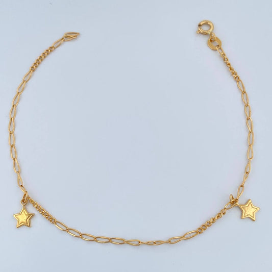 Pulso Espiga Estrellas 1.95gr / 19cm / 1.7mm Oro Amarillo +3 18K %