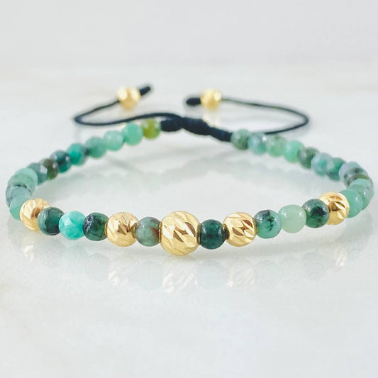 Pulsera Negra Esmeraldas Prulitanos 0.8gr / Oro Amarillo 18K (A.C)