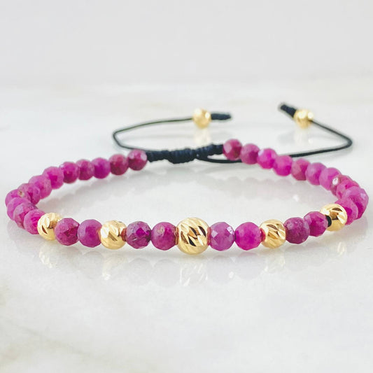 Pulsera Negra Rubies Vermelion 0.8gr / Oro Amarillo 18K *