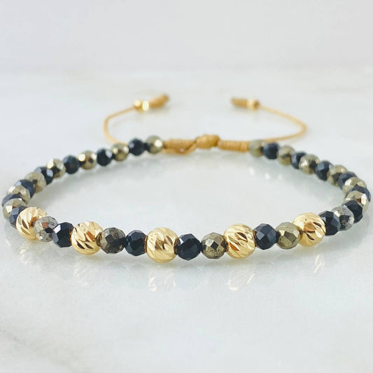 Pulsera Beige Filas Piritantes 5mm-3mm 7 und Oro Amarillo 18K (A.C)