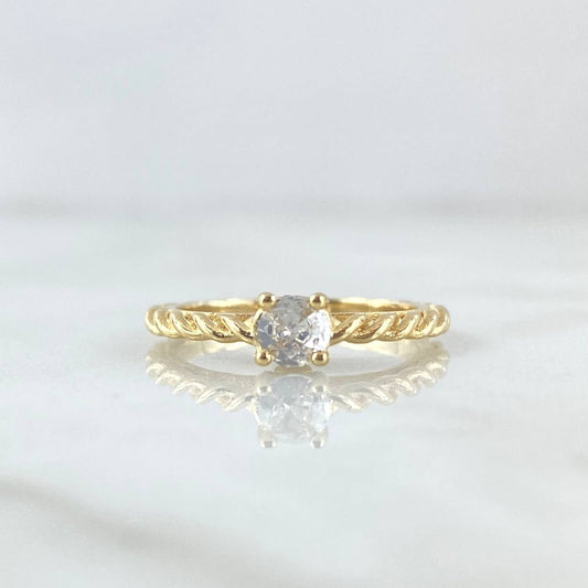 Anillo Solitario Entorchado 2.3gr / T6 3/4 / Circon Blanco Oro Amarillo 18K