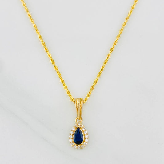 Set Cadena Lazo + Dije Halo Lagrima / 1.7g / 50cm Oro Amarillo 18K