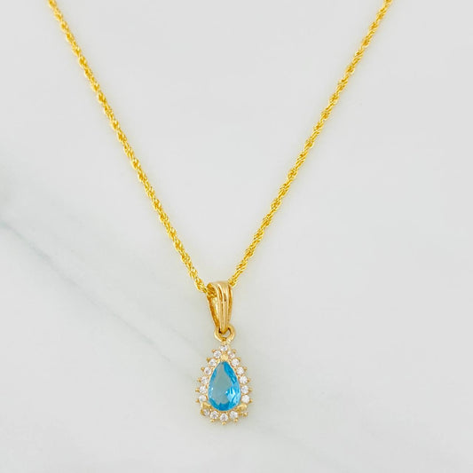 Set Cadena Lazo + Dije Halo Lagrima / 1.95g / 45cm Oro Amarillo 18K