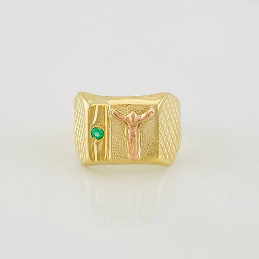 Anillo Cristo 1.9g / T3 1/4 Dos Oros Amarillo Rosa 18K