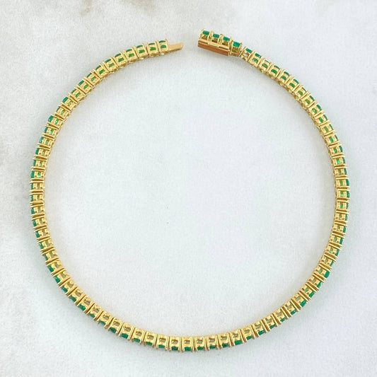 Pulso Tennis 8gr / 19cm / 2.3mm Esmeraldas 2.76 Qts Oro Amarillo 18K (Joya) ©