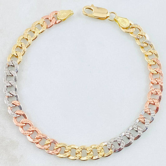 Pulso Cubano 7.3gr / 20cm / Tres Oros 14K Italy *