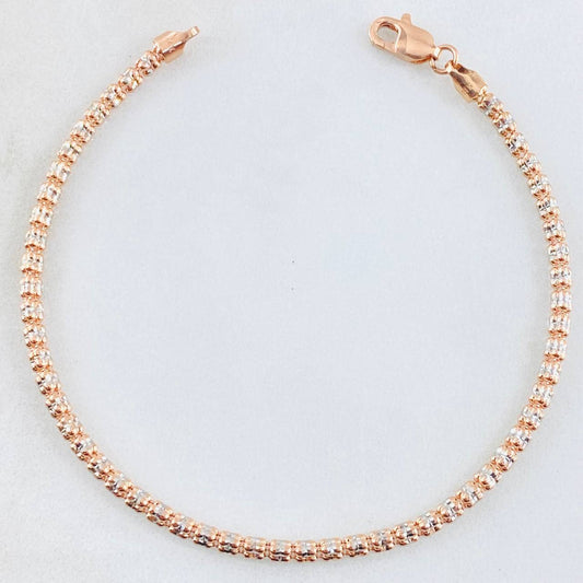 Pulso Ice 4.1gr / 17cm / Dos Oros Blanco Rosa 14K Italy *