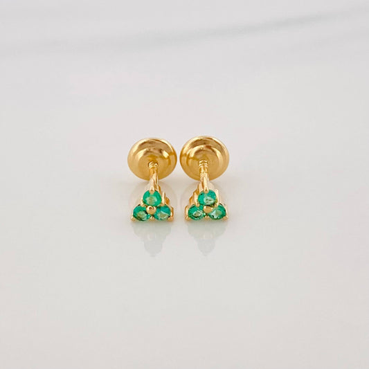 Topos Trebol Esmeraldas 0.15Pts 0.85 g / 1.8 mm Oro Amarillo 18K