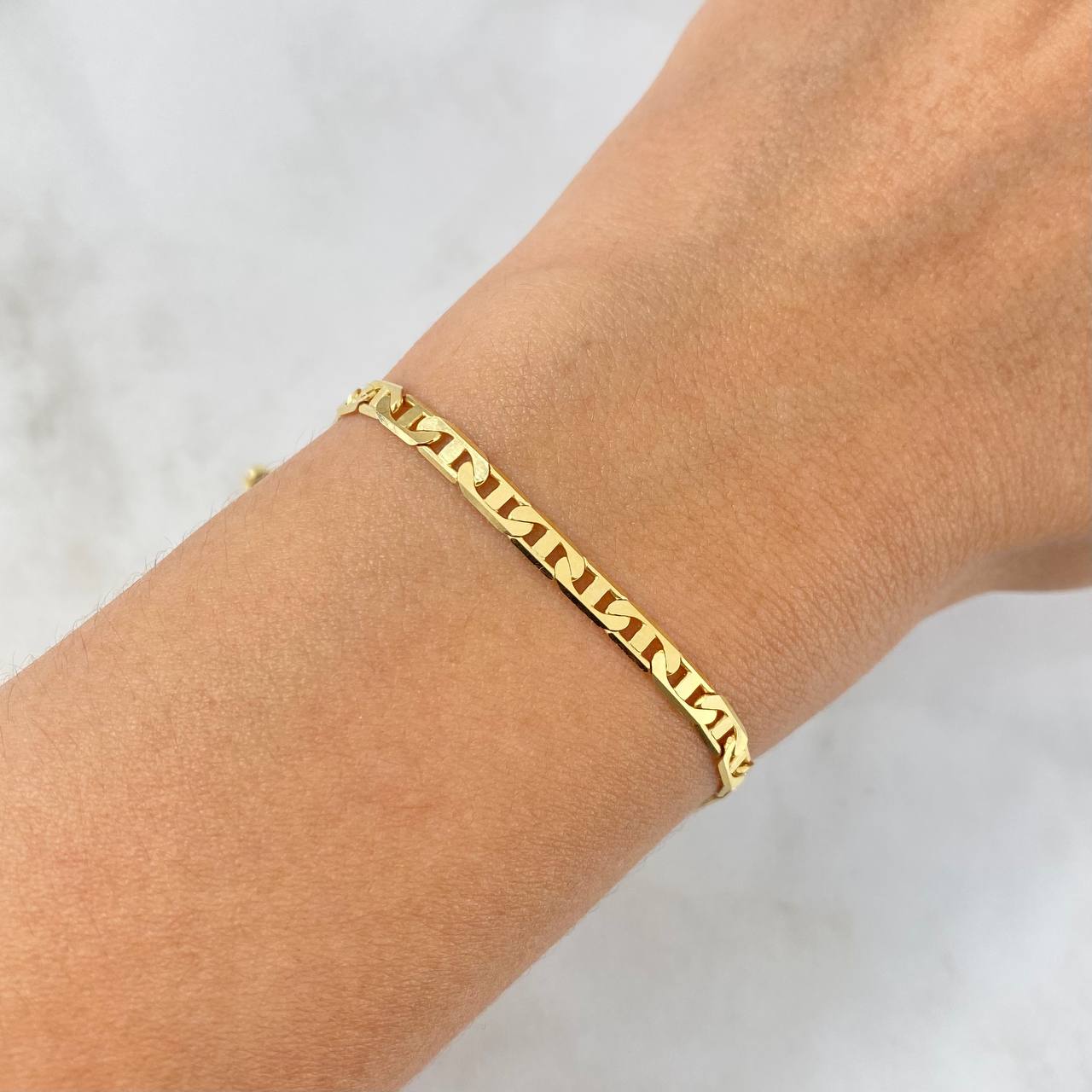 Pulso Escalera Cuadricular 6.35gr / 21cm / 3.5mm Oro Amarillo +3 * Pulso Escalera Cuadricular 6.35gr / 21cm / 3.5mm Oro Amarillo +3 *