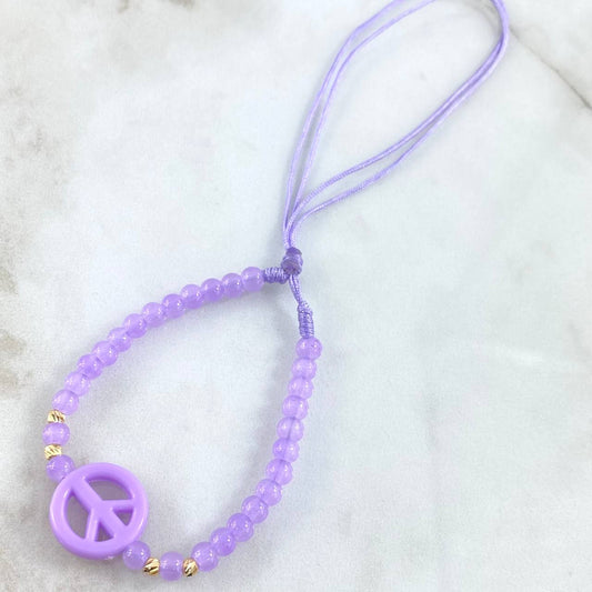 Llavero Lila Amor Y Paz 0.3gr / 3mm Bolas Diamantadas 4 Und Oro Amarillo 18K (A.C)