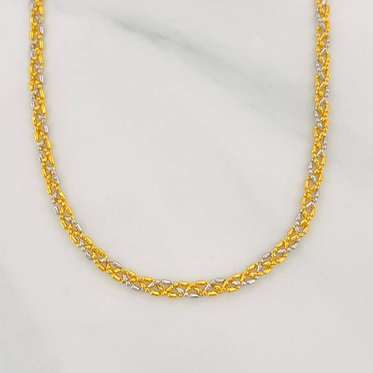 Cadena Morse 8.15g / 70cm / 2.4mm Dos Oros Amarillo Blanco 18K