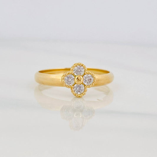 Anillo Trebol 1.35g / T7 1/4 Oro Amarillo 18K