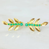 Topos Hojas de Muerdago Esmeraldas 30pts 2.6gr / Oro Amarillo 18K © Topos Hojas de Muerdago Esmeraldas 30pts 2.6gr / Oro Amarillo 18K ©