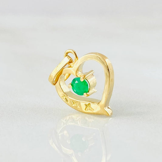Dije Corazón Silueta Esmeralda 11pts 1.25gr / 1.6cm / Oro Amarillo 18K ©