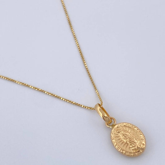Set Cadena y Dije Veneciana + Virgen Guadalupe 1.3gr / 40.2cm / Oro Amarillo 18K (Oferta) %