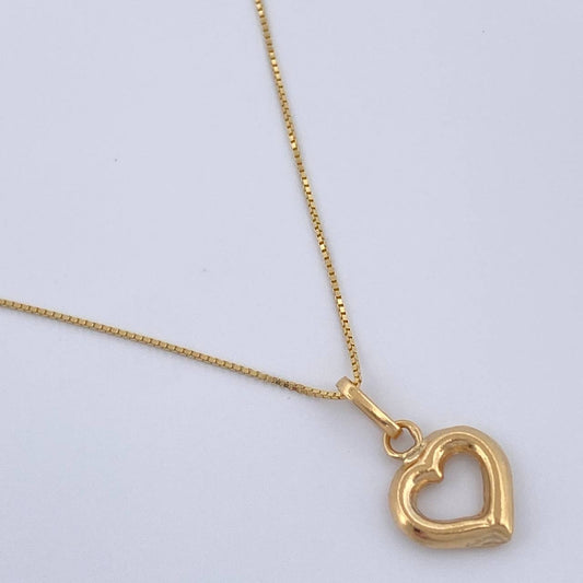 Set Cadena y Dije Veneciana + Silueta Corazon 1.3gr / 40.3cm / Oro Amarillo 18K (Oferta) %