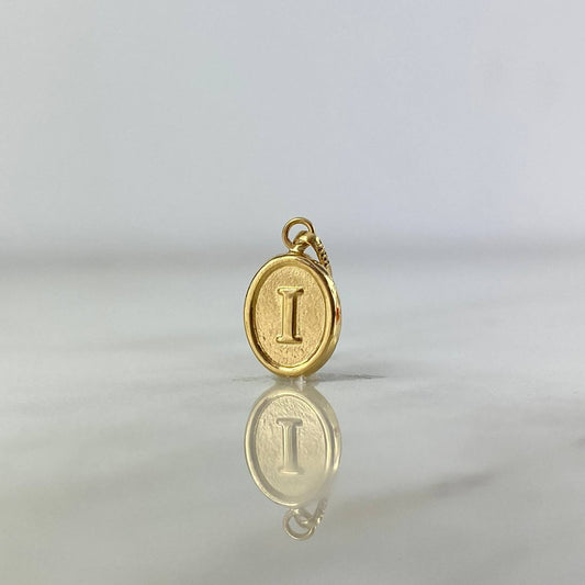 Dije Letra I Ovalada 0.6gr / 1.8cm / Troquelada Oro Amarillo