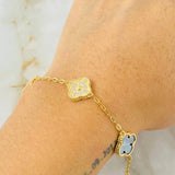 Pulso Trebol Onix Negro Diamantado 10gr / 20cm / Oro Amarillo Nac.Esp. 18K © Pulso Trebol Onix Negro Diamantado 10gr / 20cm / Oro Amarillo Nac.Esp. 18K ©