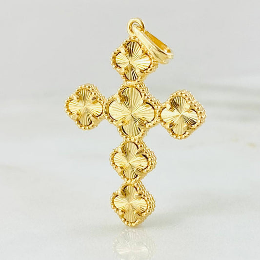 Dije Cruz Trebol Diamantado 5.1gr / 3.9cm / Oro Amarillo Nac.Esp. 18K
