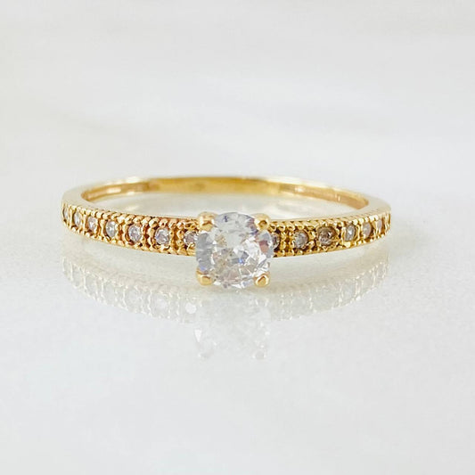 Anillo Solitario Tupido 1.3gr / T6 / Oro Amarillo 18K